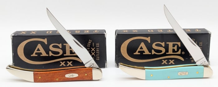 2023 & 24 Case XX Seafoam Green G-10 & Chestnut Bone Medium Texas Toothpicks w/ Boxes