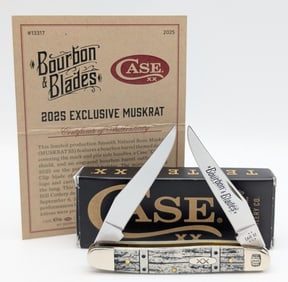 Ltd 2025 Case XX Bourbon & Blades Natural Bone Muskrat w/ Box & COA