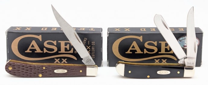 2022 & 24 Case XX Synthetic Black Mini Trapper & Brown Slimline Trapper w/ Boxes