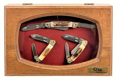 1980 Case XX 75th Anniv Stag Canoe Knife Set