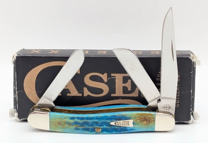 2024 Case XX Sea Dragon Burnt Caribbean Blue Bone Medium Stockman 6318 w/ Box
