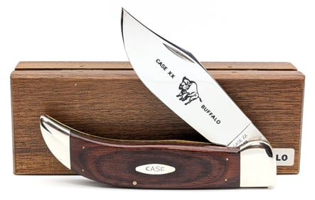 Case XX Smooth Rosewood Buffalo Large Clasp Folding Knife P172 w/ Case