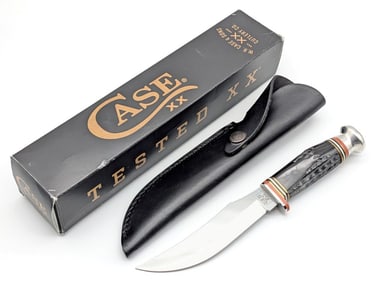 2021 Case XX Buffalo Horn 5in Fixed Blade Hunting Knife BH23-5 w/ Sheath & Box