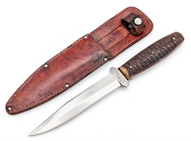 1932-40 Case Tested XX Green Bone Fixed Blade Knife 161 w/ Sheath