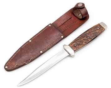 1932-40 Case Tested XX Roger's Bone Fixed Blade Knife 63-5 w/ Sheath