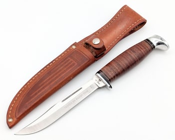 1986 Case XX Stacked Leather Fixed Blade Knife 316-5 w/ Sheath