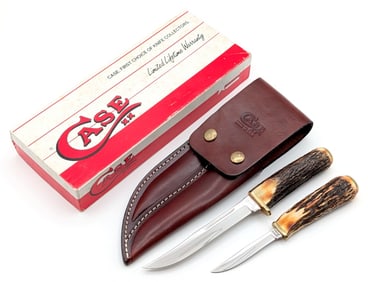 1994 Case XX Stag Fixed Blade Knife Set w/ Sheath & Box