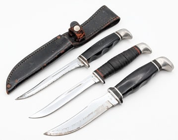 (3) Various Style Case XX Fixed Blade Knives