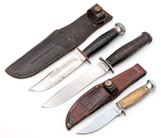 (3) Various Style 1940-65 Case XX Fixed Blade Knives