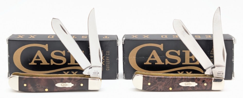 (2) 2023 Case XX Burl Maple Wood Mini Trapper 7207 w/ Boxes (1 of 6)