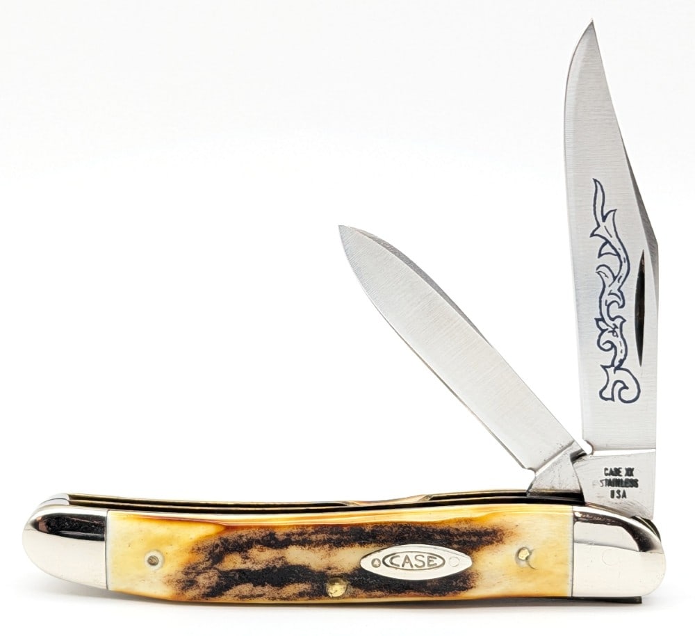 1977 Case XX Blue Scroll Stag Medium Texas Jack Knife 52087 (1 of 4)