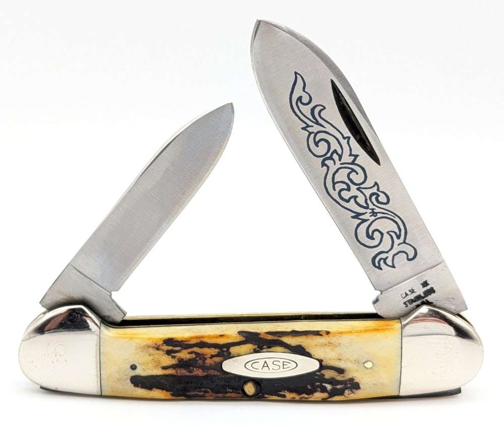 1977 Case XX Blue Scroll Stag Canoe Knife 52131 (1 of 4)