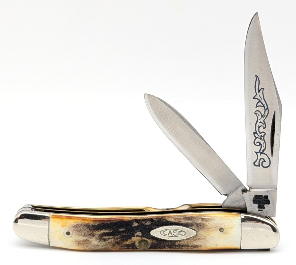 1977 Case XX Blue Scroll Stag Medium Texas Jack Knife 52087 (1 of 4)