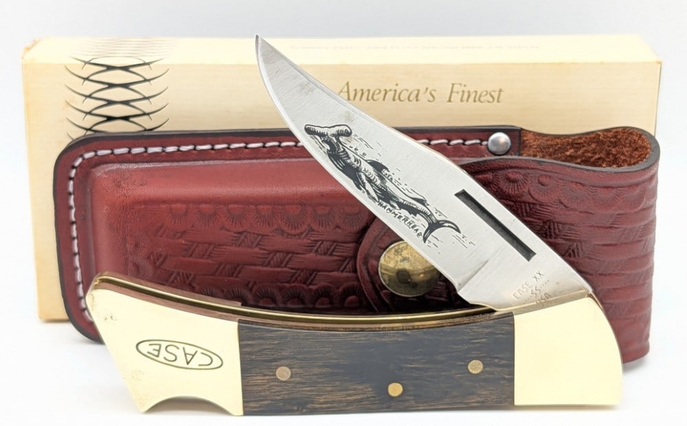 1981 Case XX Smooth Wood Hammerhead Lockback Knife w/ Sheath & Box (1 of 4)