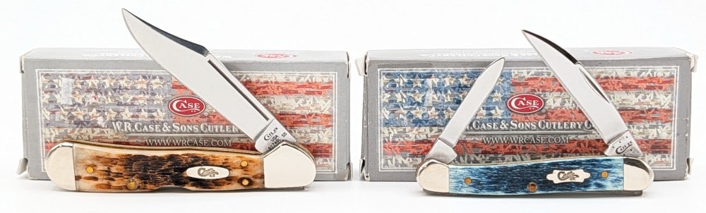 2015 & 19 Case XX Blue Lagoo Mini Copperhead & Amber Mini Copperlock w/ Boxes (1 of 4)