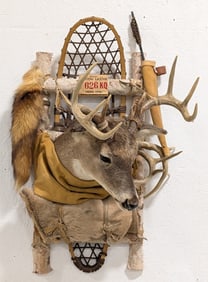 Hunters Pack Whitetail Deer Snow Show Taxidermy Display