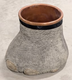 Copper Lined Elephants Foot Bin Taxidermy