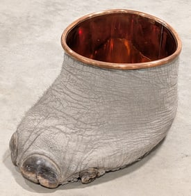 Copper Lined Elephants Foot Bin Taxidermy