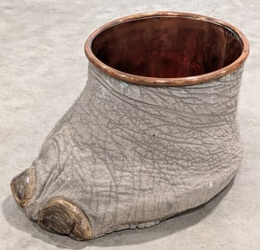 Copper Lined Elephants Foot Bin Taxidermy