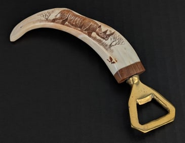 Scrimshaw Boar Tusk Bottle Opener
