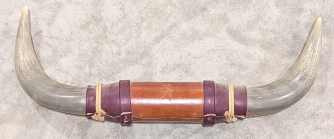 28in Leather Wrapped Steer Horn Mount