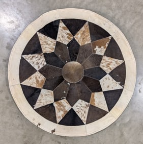 36in Quilted Brazilian Cow Hide Circular Rug
