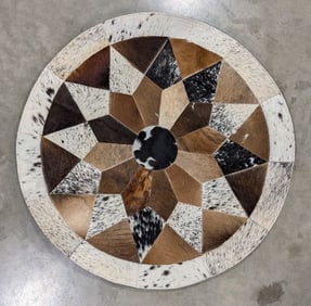 36in Quilted Brazilian Cow Hide Circular Rug