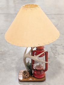 Rustic Lantern & Antler Lamp