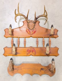 Whitetail Deer Hoof & Antler Coat Rack
