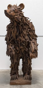 7ft Teak Wood Upright Bear Sculpture