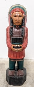 3.5ft Carved Wood Native American Cigar Store Indian Sculpture
