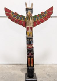 5ft Native American Carved Wood Totem Pole