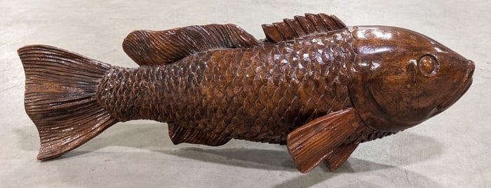 Carved Wood Fish Display