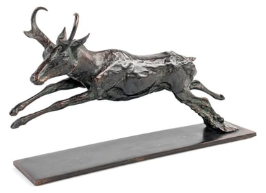 Ltd Michael Barlow Leaping Pronghorn Bronze Sculpture