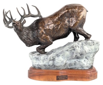 Ltd 1986 "Bugle Call" by Charles Moyers Bronze Elk