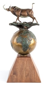 2000 Fred Boyer Bronze African Warthog Sculpture