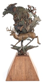 2001 Fred Boyer Bronze "Big Five" Antlered Game Sculpture