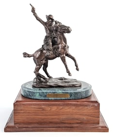 Charles Marion Russell Style Smokin' Up Bronze Sculpture