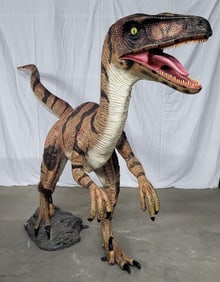 (JJ) Jurassic-Sized Velociraptor Dinosaur Statue