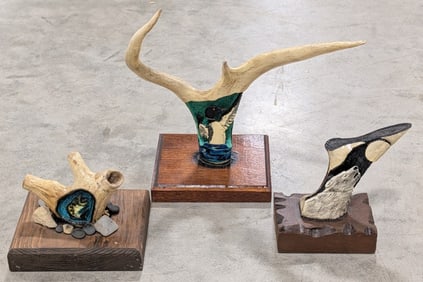 (3) Carved Antlers on Plaque Displays