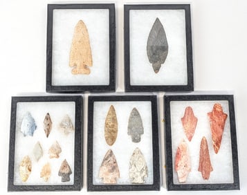 Group of Native American Arrowheads of Various Sizes