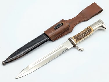 WWII German Eickhorn Stag Dress Bayonet w/ Scabbard & Frog