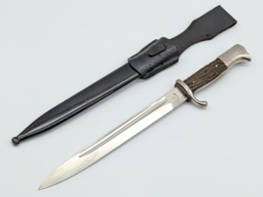 WWII German Robi Klaas Stag Dress Bayonet w/ Scabbard & Frog