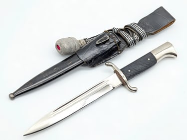 WWII German Tiger Solingen Firemans Dress Dagger w/ Scabbard Frog & Knot