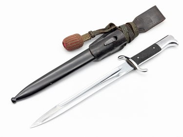 WWII German Unmarked Fireman's Dress Bayonet w/ Scabbard Frog & Knot