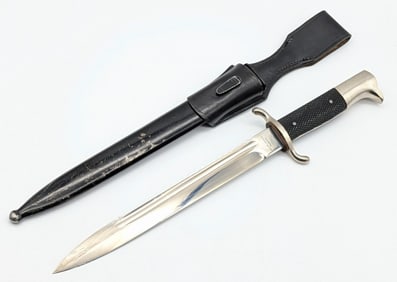 WWII German Georg Rieder Sawback Fireman's Dress Bayonet w/ Scabbard & Frog