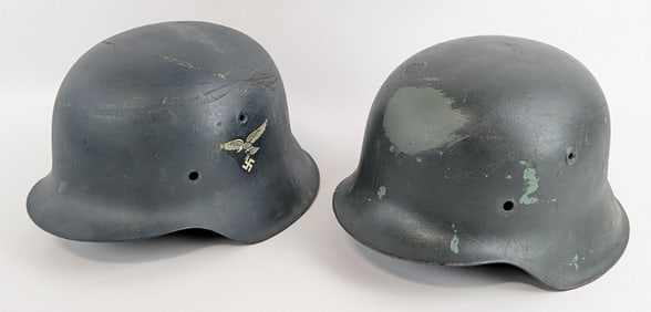 (2) Refinished WWII German M42 Helmet Shells
