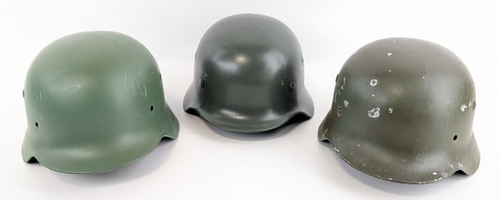 (3) Refinished WWII German M40 Helmet Shells
