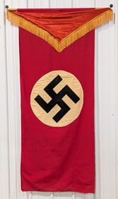 WWII German 6ft NSDAP Banner w/ Silk Tassel Topper