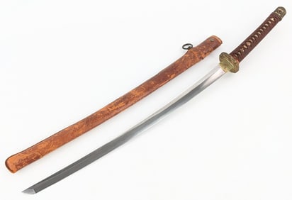 WWII Japanese Shin Gunto Officers Katana w/ Scabbard